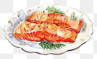 PNG An isolated Christmas salmon dish illustration seafood plate.