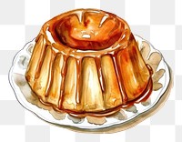 PNG An isolated caramel castard dish illustration watercolor dessert.