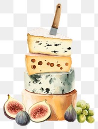 PNG Stack of different cheese illustration fruits grapes.