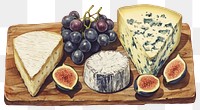 PNG Different of cheese illustration platter fruits.