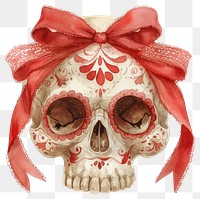 PNG Mexico skull ribbon red art.