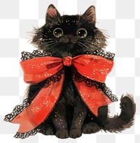 PNG Black cat illustration red decoration.