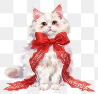 PNG Cat illustration kitten ribbon.