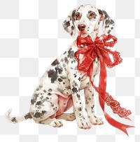 PNG Dalmatian illustration watercolor ribbon.