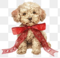 PNG Puppy illustration watercolor ribbon.