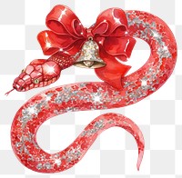 PNG Snake christmas glitter red.