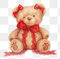 PNG Teddy bear illustration watercolor toy.