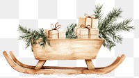 PNG Wooden sled with christmas tree branches illustration sleigh gifts.