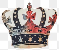 PNG Crown retro paper collage cutouts illustration design art.