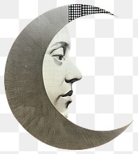 PNG Crescent moon retro paper collage illustration abstract design.