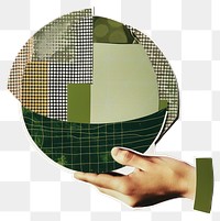 PNG Earth retro paper collage holding design globe.