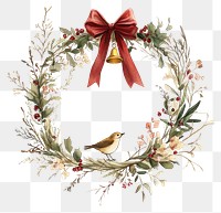 PNG Simple christmas wreath bird illustration festive.