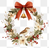 PNG Simple christmas wreath bird illustration festive.