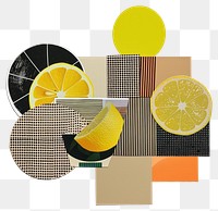 PNG Lemon retro paper collage abstract orange fruits.