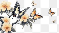 PNG Vintage drawing of butterfly flowers wings art.