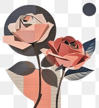 PNG Rose retro paper collage illustration painting abstract.