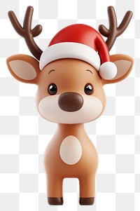 PNG Christmas reindeer wearing santa hat illustration animal cute.