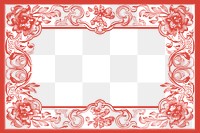 PNG ornate red floral frame