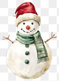 PNG Snowman winter illustration watercolor.