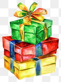 PNG 3 christmas gift watercolor stacked celebration.