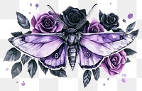 PNG Moth purple roses art.