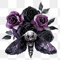 PNG Purple roses art illustration.