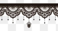 PNG Crown pattern crystal hanging lace border black.