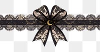 PNG Gold crescent lace ribbon black.