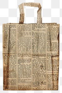 PNG Ephemera paper shopping bag newspaper material vintage.