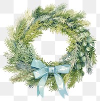 PNG Evergreen wreath illustration watercolor art.