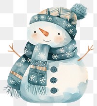 PNG Snow illustration watercolor snowman.