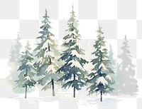 PNG Simple pine trees with snow coverd illustration christmas landscape.