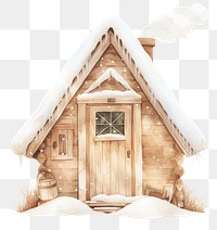 PNG Wooden cabin door with snow architecture illustration winter.