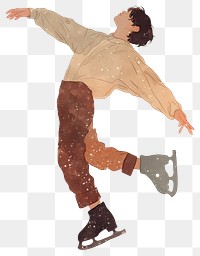 PNG Young man ice skating illustration art recreation.