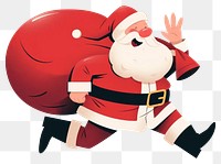 PNG Santa Claus is running with his huge red bag gift cartoon illustration winter.