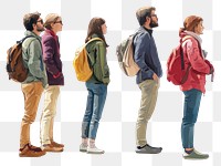 PNG Group of people person illustration backpacks.