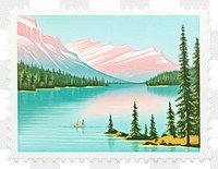 PNG Lake Louise in Canada postage nature trees.