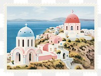 PNG Santorini island in Greece architecture buildings postage.