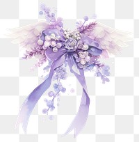 PNG Purple coquette Angel Ornament illustration watercolor ribbon.