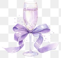 PNG Purple coquette champagne illustration watercolor ribbon.