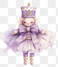 PNG Purple coquette Christmas Nutcracker illustration pastel doll.