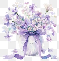 PNG Purple coquette flower vase flowers illustration watercolor.