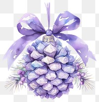 PNG Purple coquette Pine Cone Ornament illustration watercolor ornament.