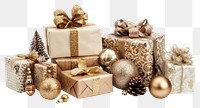 PNG Bunch of gift boxes christmas gold celebration.