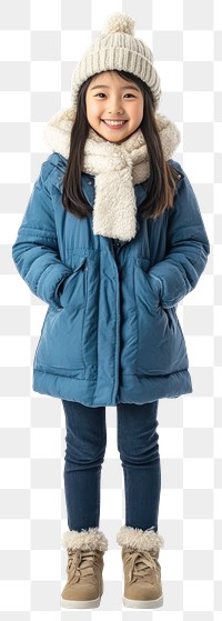 PNG Happy Asian girl in winter clothes clothing scarf coat.