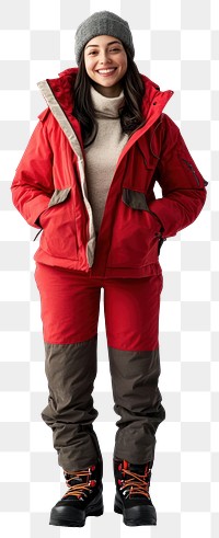 PNG Happy woman in red winter clothes clothing jacket raincoat.