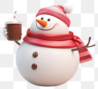 PNG Chubby snowmanholding hot chocolate illustration winter outdoors.