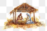 PNG Nativity christmas watercolor joseph stable.