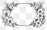 PNG Vintage flower border frame drawing sketch plant. 