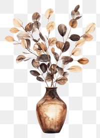 PNG Sprig of Eucalyptus in Vase vase illustration art.